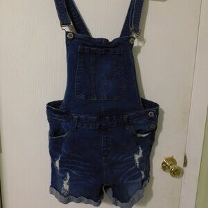 IAM Jeans Overall Style Distressed Denium Shorts  Sz L